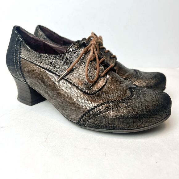 Brako Anatomic Heeled Lace-Up Oxford Shoes Copper Brown Metallic Sz 6 - Picture 1 of 10